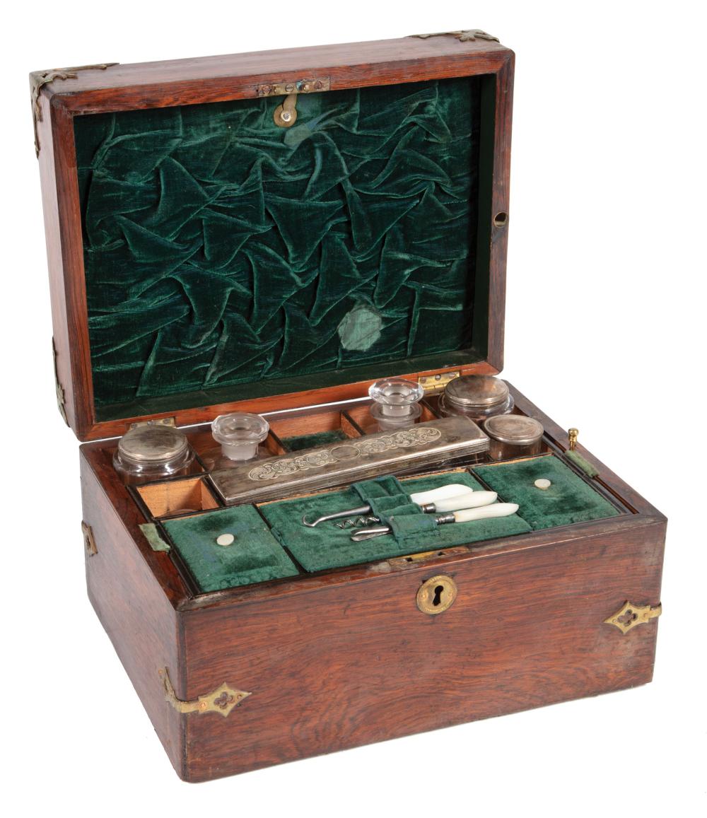 BRASS MOUNTED ROSEWOOD NECESSAIRE