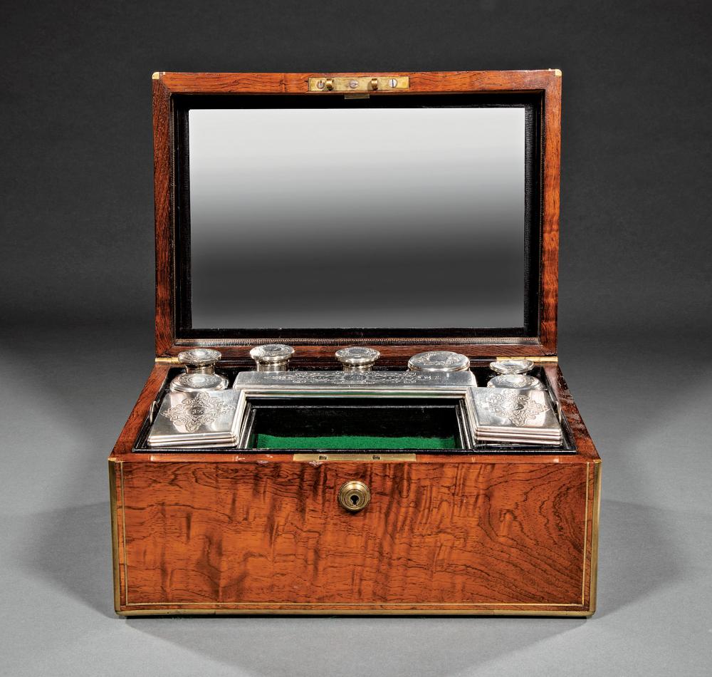 BRASS-MOUNTED ROSEWOOD NECESSAIRE