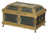 BRASS MOUNTED TIN CAMP CHEST W