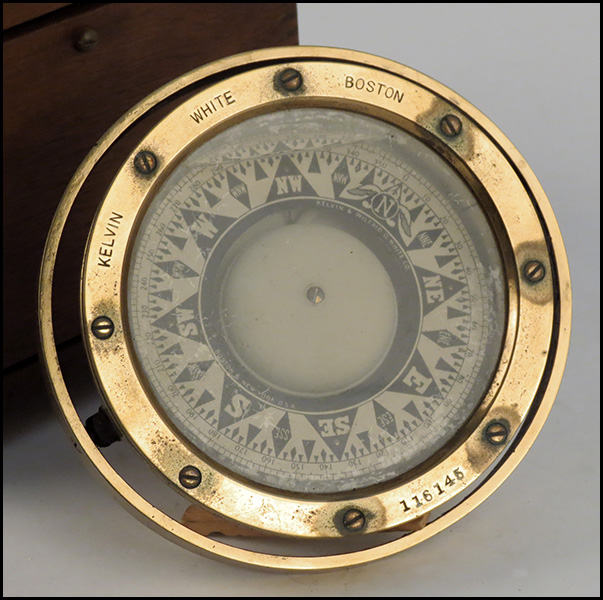 BRASS NAUTICAL COMPASS. Mounted