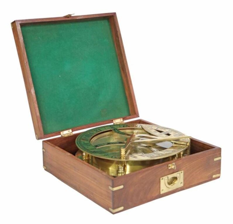 BRASS NAUTICAL SUNDIAL & COMPASS IN