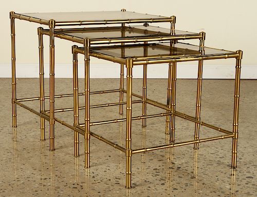 BRASS NESTING TABLES MANNER OF