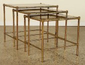 BRASS NESTING TABLES MANNER OF