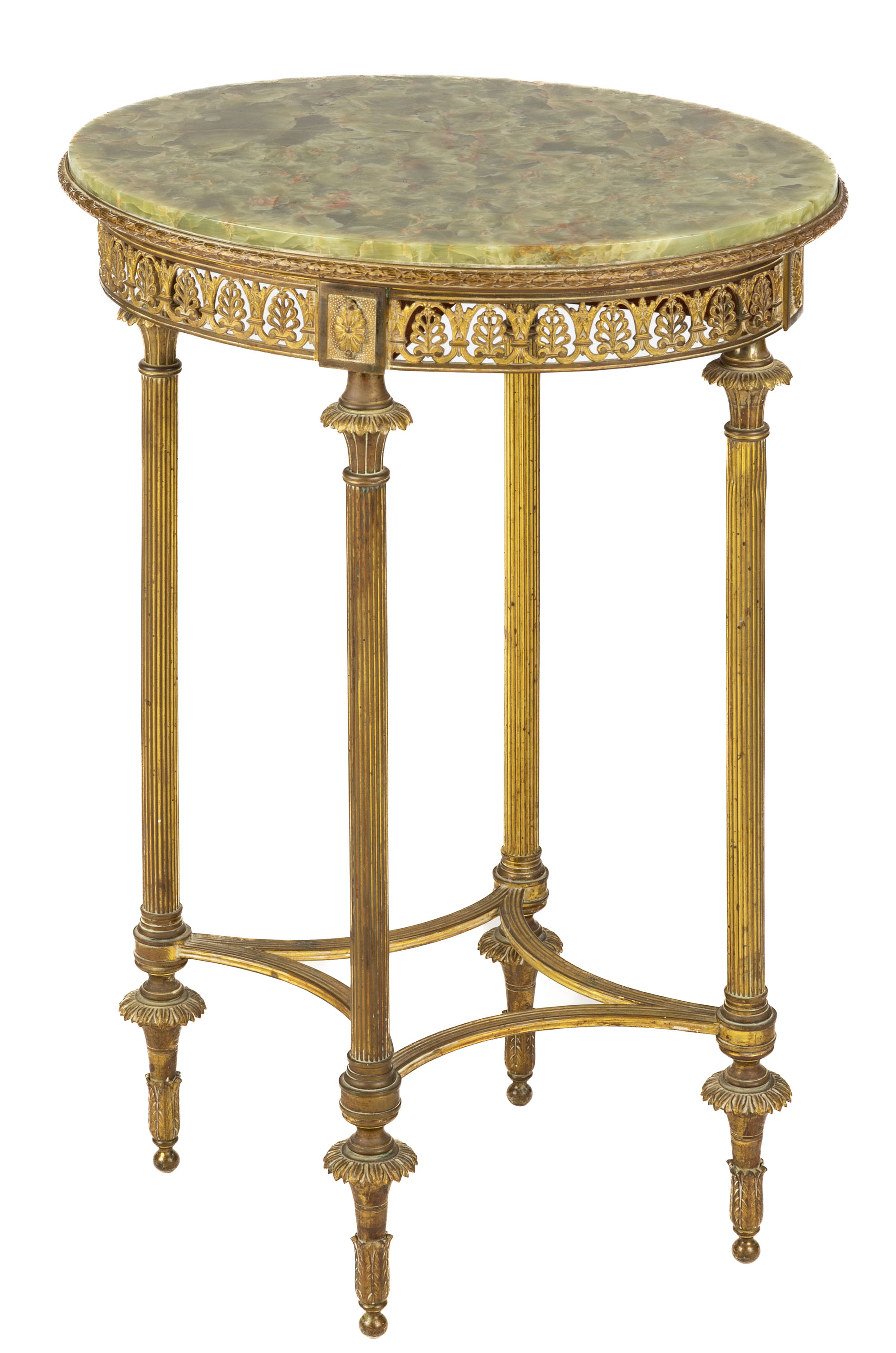 BRASS & ONYX SIDE TABLE circa 1900.