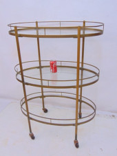 BRASS OVAL THREE TIERED CART O