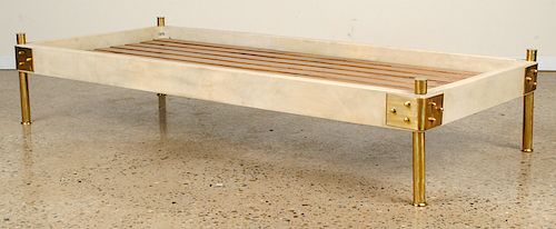 BRASS PARCHMENT COVERED DAY BED