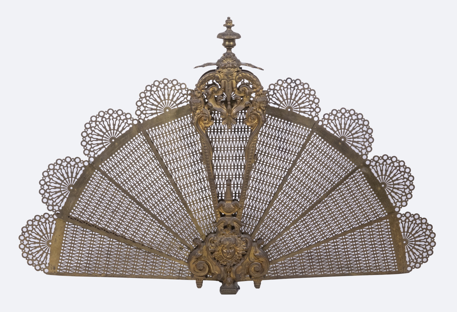 BRASS PEACOCK FIREPLACE SCREEN Late
