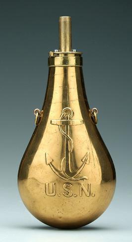Brass powder flask, U.S. Navy