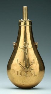 Brass powder flask, U.S. Navy