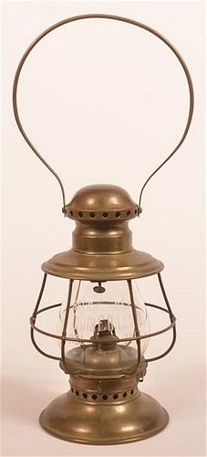 BRASS RAILROAD LANTERN.Brass