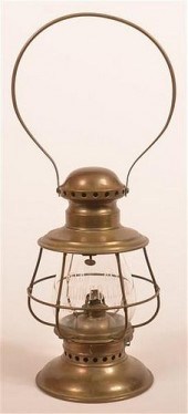BRASS RAILROAD LANTERN.Brass R