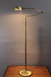 BRASS READING FLOOR LAMP, 43"H