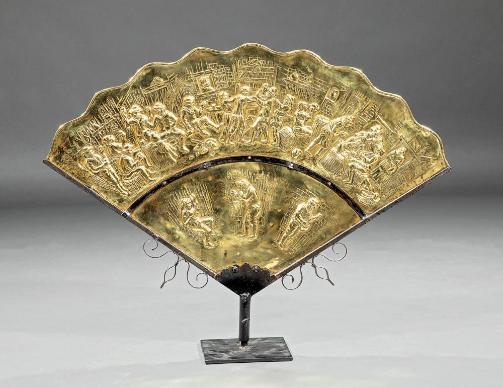 BRASS REPOUSSE FIREPLACE
