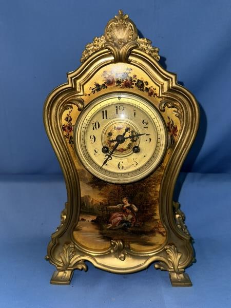 BRASS SHELF CLOCK, FRENCH, TILDEN