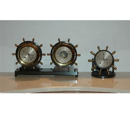 Brass Ship's Clock and Barometer