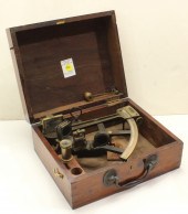 BRASS SHIP'S SEXTANT IN WOOD C