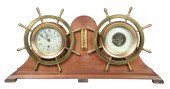 Brass Ships Wheel Clock/Barome