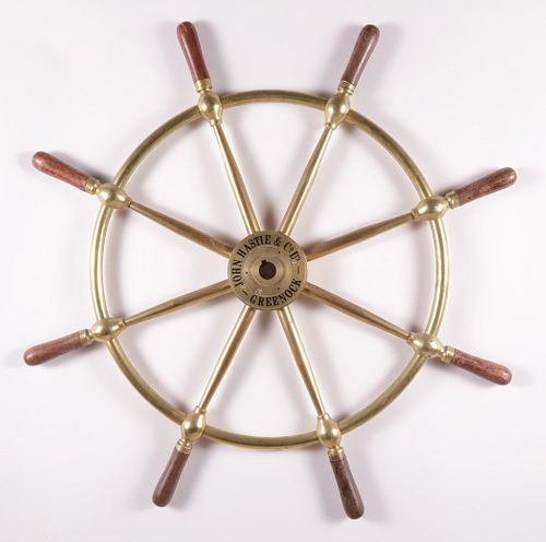 BRASS SHIP'S WHEEL "JOHN HASTIE &