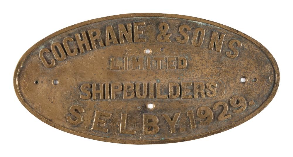 BRASS SHIPYARD PLAQUE CIRCA 1929