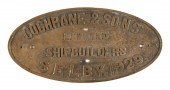 BRASS SHIPYARD PLAQUE CIRCA 19