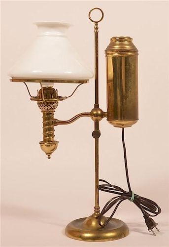 BRASS SINGLE ARM STUDENT LAMP.Brass