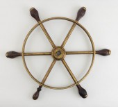 BRASS SIX-SPOKE SHIP'S WHEEL,