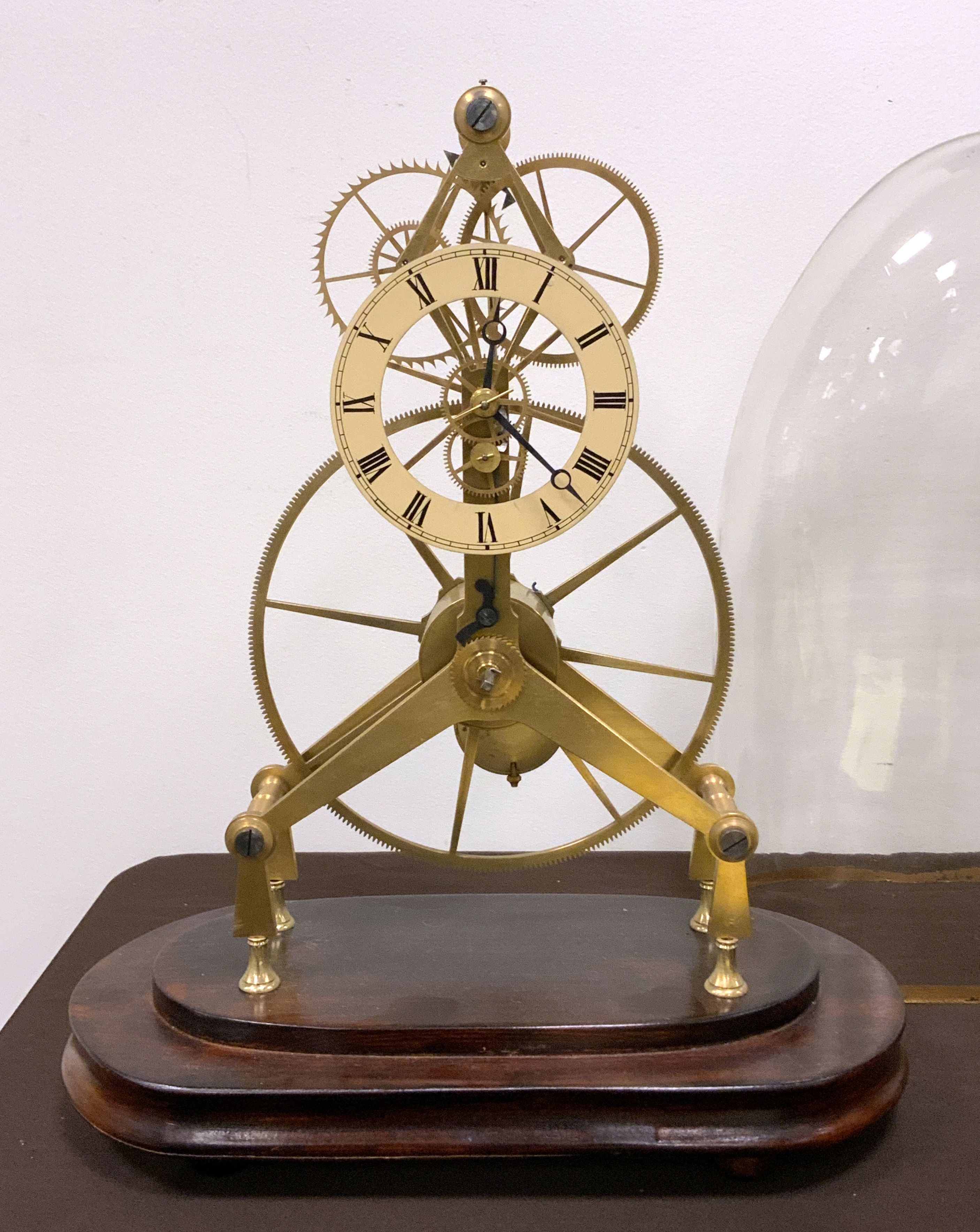 BRASS SKELETON CLOCK 20th