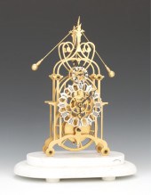 Brass Skeleton Clock with Glas