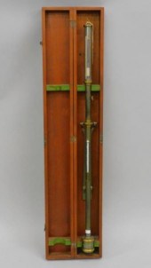 BRASS STICK BAROMETER. LATE 19