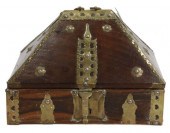BRASS-STRAPPED WOOD VALUABLES