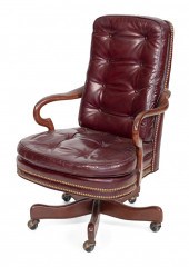 BRASS-STUDDED RED LEATHER SWIV