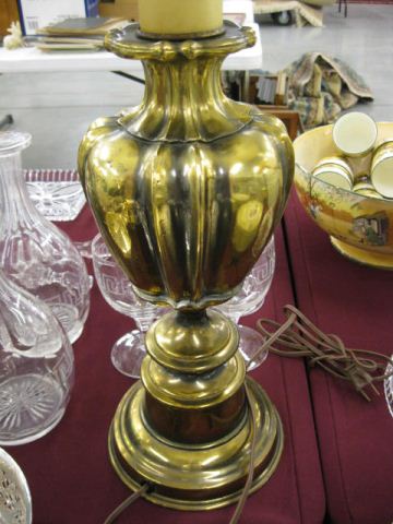 Brass Table Lamp melon ribbed.
