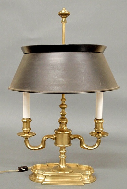 Brass table lamp with a black