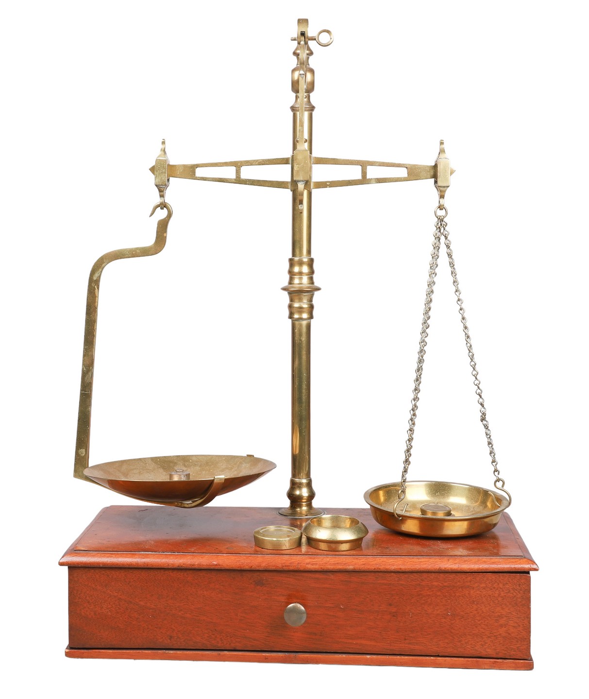 Brass tabletop scale on single