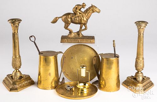 BRASS TABLEWARES, TO INCLUDE TWO