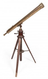 BRASS TELESCOPE ON TRIPOD 19TH