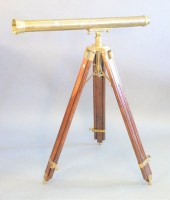 BRASS TELESCOPE, ON WOOD AND B