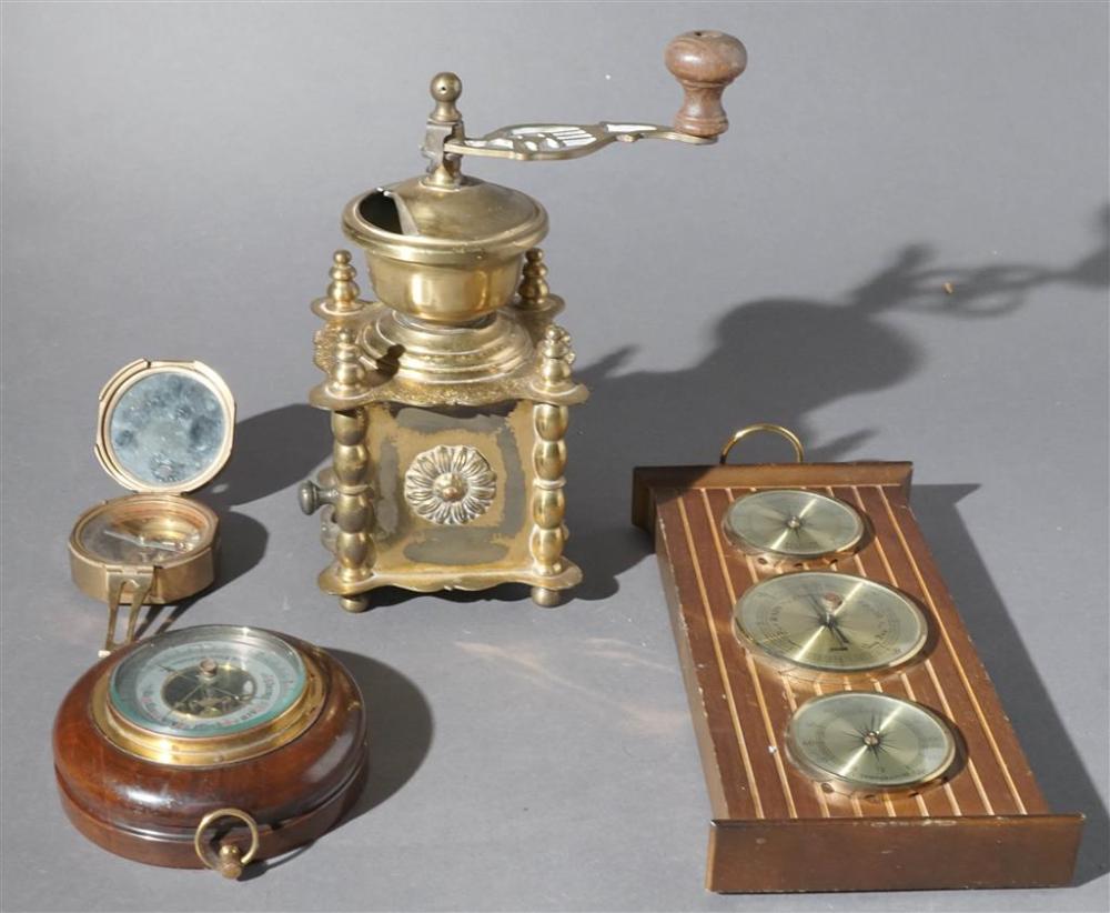 BRASS THERMOMETER/ BAROMETER, BRASS