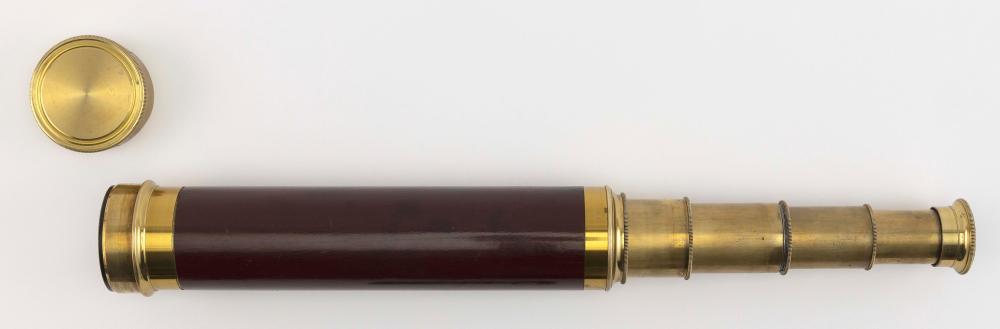 BRASS THREE-DRAW TELESCOPE 19TH