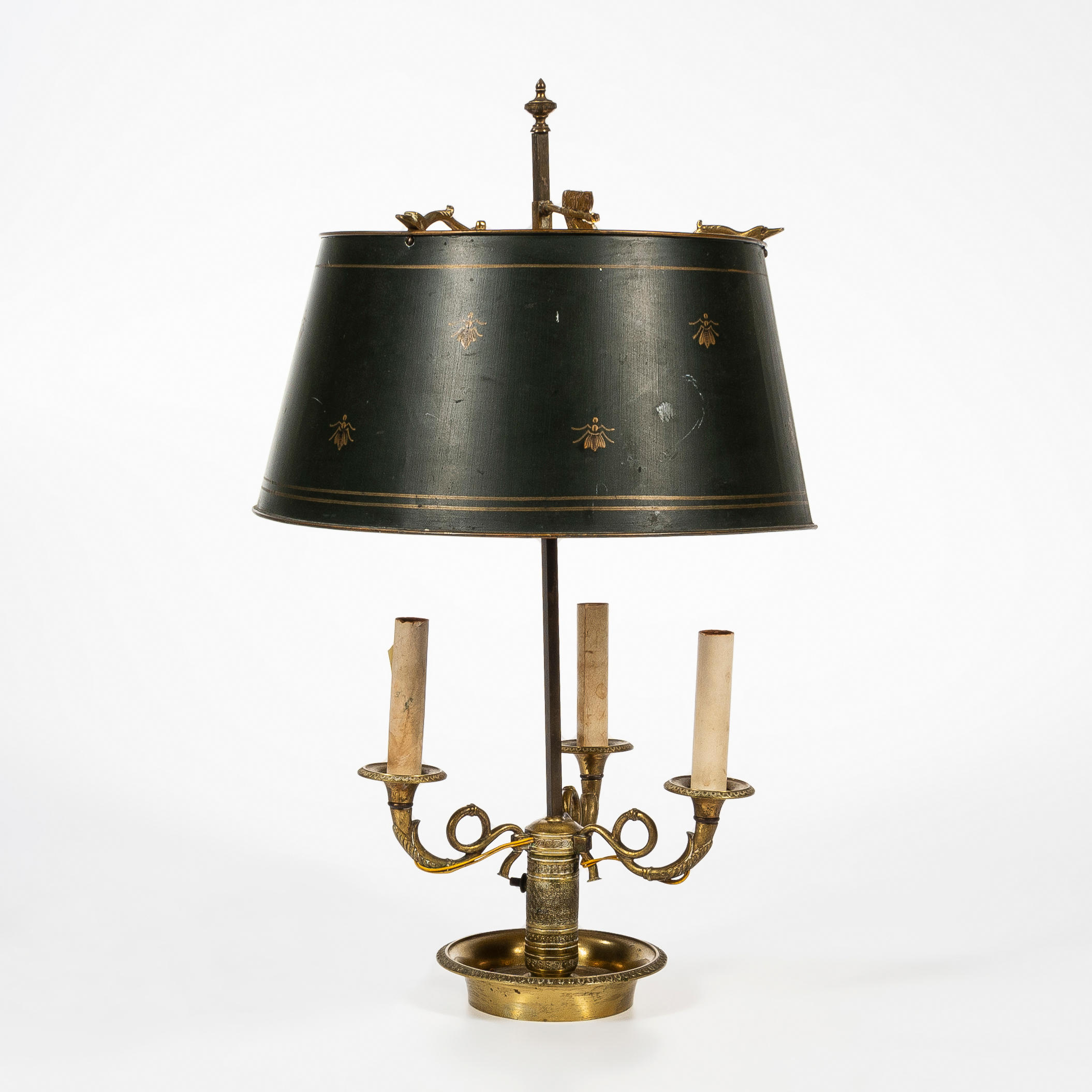 BRASS THREE-LIGHT BOUILLOTTE LAMP