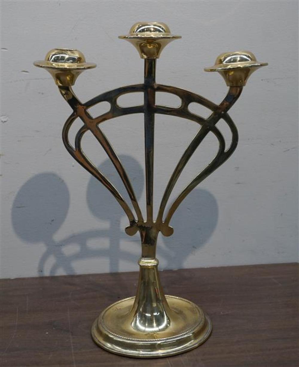 BRASS THREE-LIGHT CANDELABRUM,