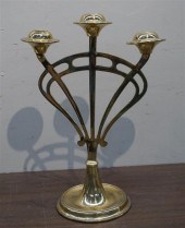 BRASS THREE-LIGHT CANDELABRUM,