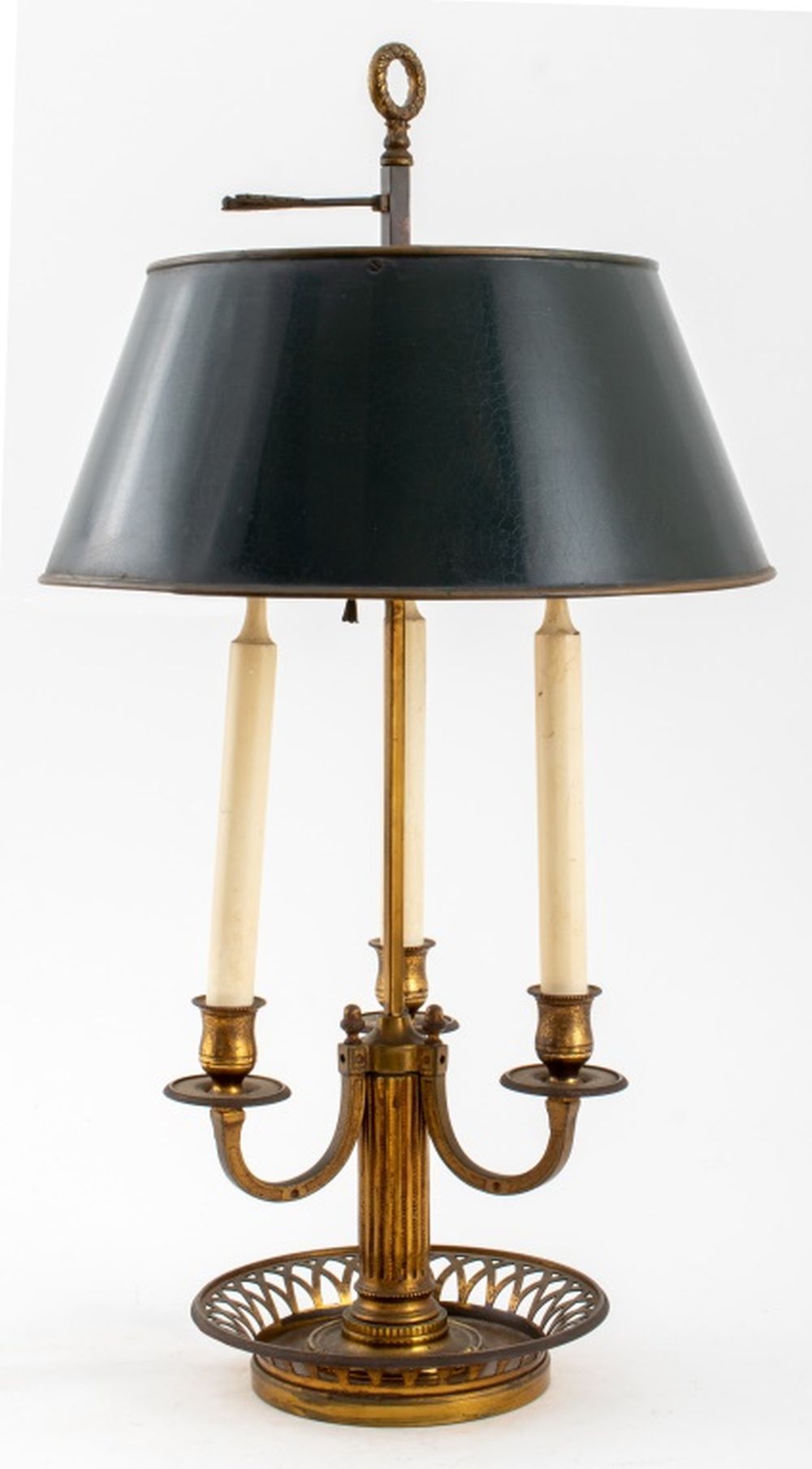 BRASS THREE LIGHT COLUMN BOUILLOTTE
