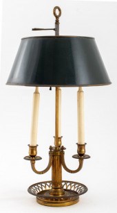 BRASS THREE LIGHT COLUMN BOUIL