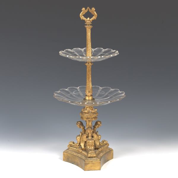 BRASS TIERED PASTRY STAND 21 ½"H