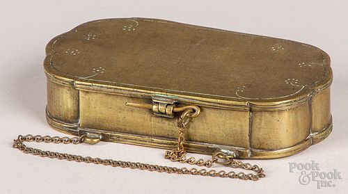 BRASS TOBACCO BOX, LATE 18TH