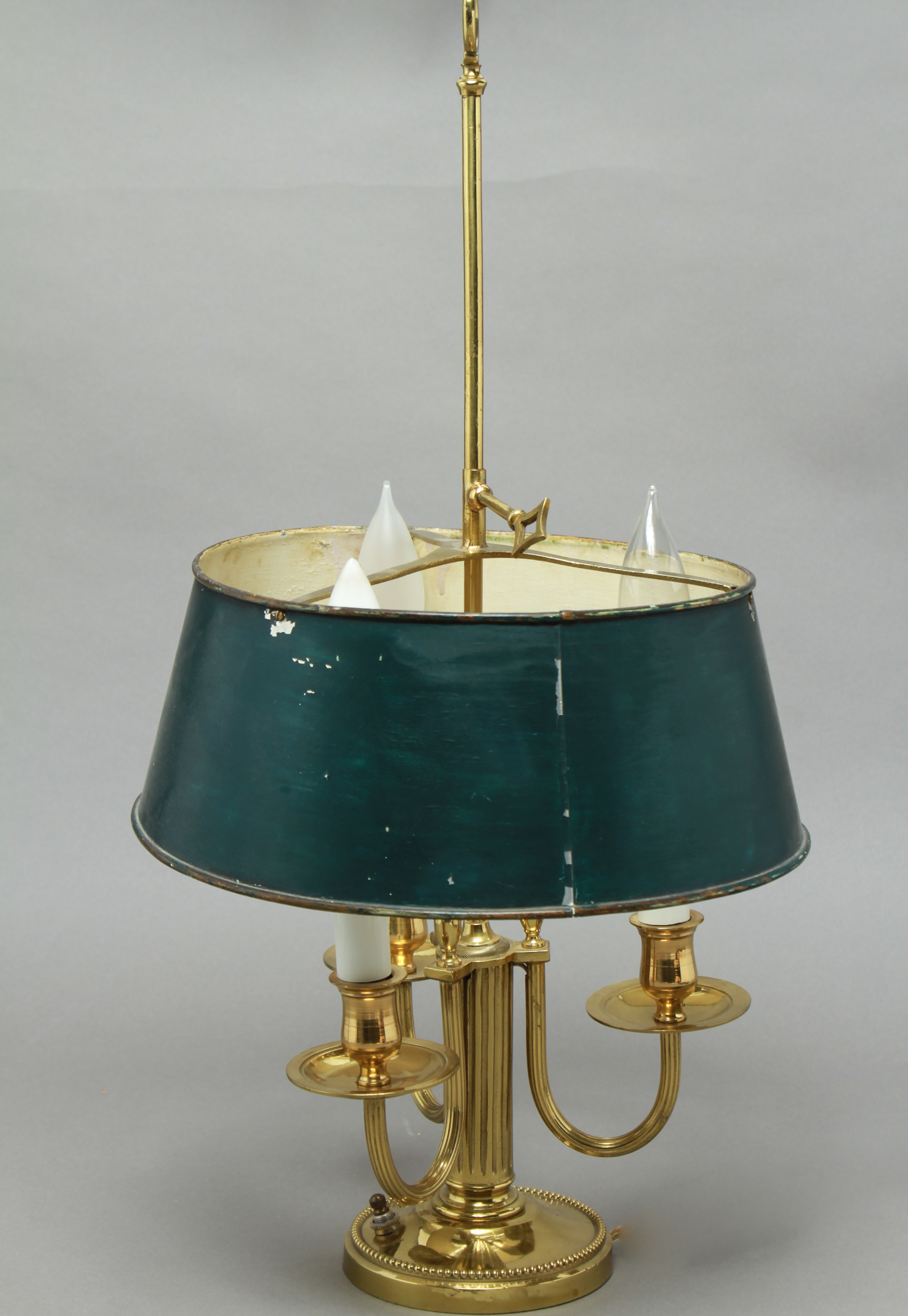 BRASS & TOLE THREE LIGHT BOUILLOTTE