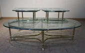 BRASS TONE GLASS TOP COFFEE TA