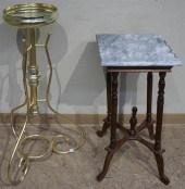 BRASS TONE PLANT STAND AND MAR