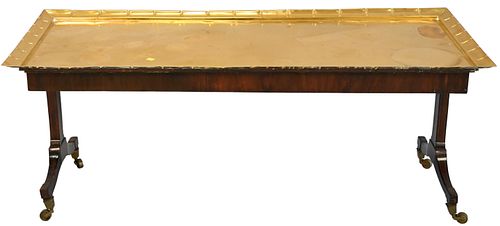 BRASS TRAY TOP COFFEE TABLEBrass